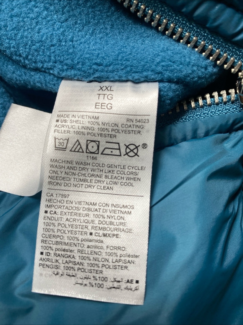 Puffer Vest Womens Water Resistant Quilted Zip Winter Outdoor Teal XXL 2XL - Picture 5 of 6